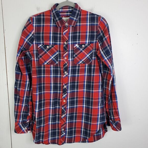 Abercrombie & Fitch Other - Abercrombie Fitch Button Down Shirt Plaid Mens M Red Blue Y2K Preppy Preppy